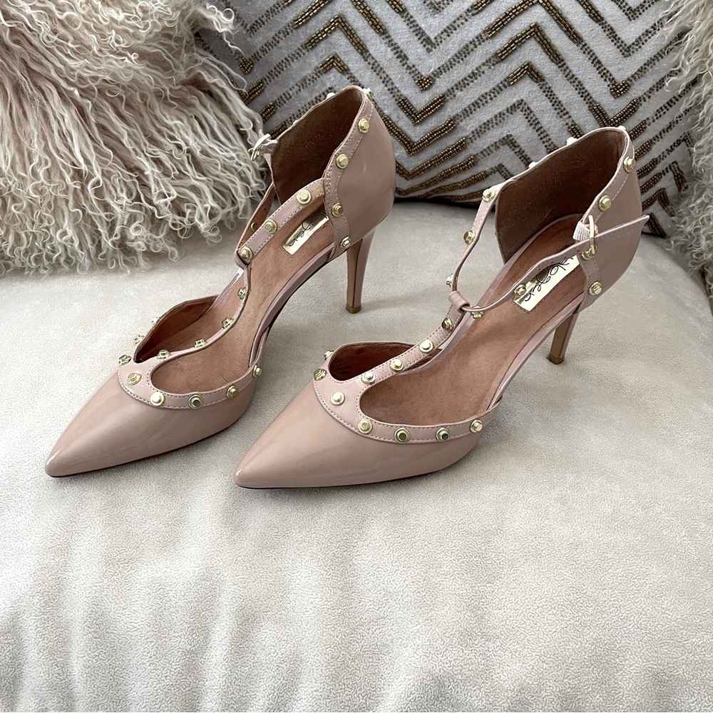 Halogen Martine Studded Heels - Nude Patent - 8 1/2
